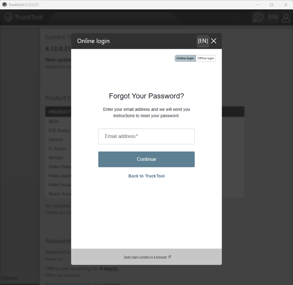 Insert email address to get the link for password reset